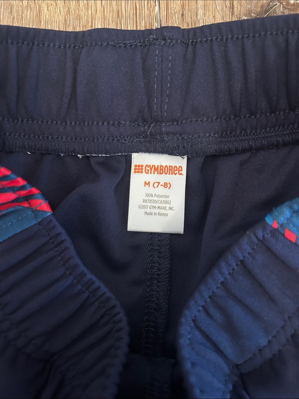 Gymboree Navy Athletic Shorts with Blue & Red Side Panels - M (7-8) - Picture 2 of 3